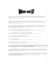 English worksheet: What Am I?