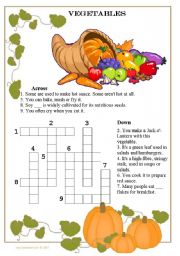 Vegetable crossword - ESL worksheet by Lilia.St