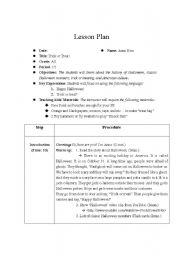 English Worksheet: Halloween Lesson-plan