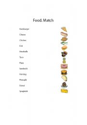 English Worksheet: Food. Match