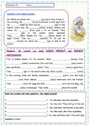 English Worksheet: Practice simple present/present continuous