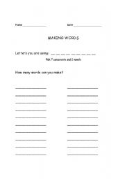 English worksheet: Making Words