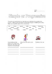 English worksheet: simple or progressive tense