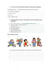 English worksheet: Present continuos and clothes worksheet