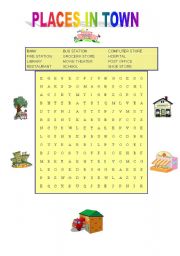 PLACES IN TOWN WORDSEARCH