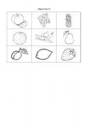 English Worksheet: Bingo Fruit n 1