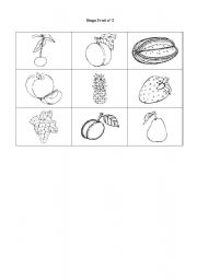 English worksheet: Bingo Fruit n 2