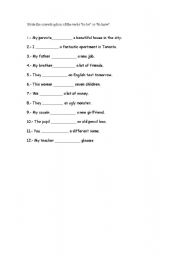English worksheet: To be and To have