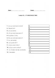 English worksheet: Sentence time!