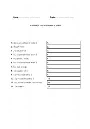 English Worksheet: Sentence time!