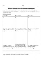 English worksheet: Attentive Listening Worksheet