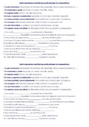 English Worksheet: Useful vocabulary and linking words for compositions