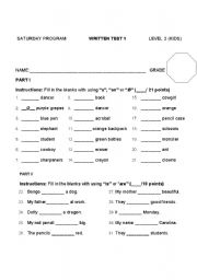English worksheet: Children Level 2 Test