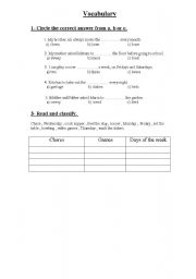 English Worksheet: Vocabulary