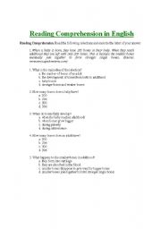 English worksheet: reading comprehension exercises with answer key