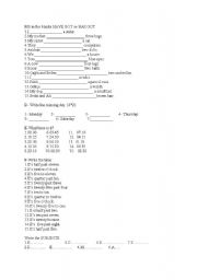 English Worksheet: have got/has got,days,times