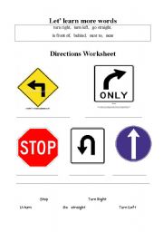 English Worksheet: Direction