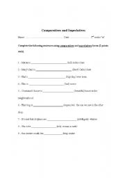 English worksheet: Comparative and superlative exercises