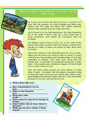 English Worksheet: Present simple - reading comprehension. Seasons, and free time activities