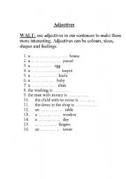 English Worksheet: Adjectives starter