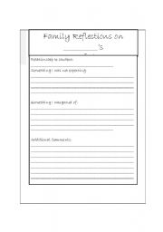 English Worksheet: Family Reflection for Student Protfolio