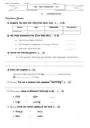 English Worksheet: mid-term english test