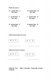 English Worksheet: maths greater than less than