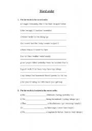 English Worksheet:  Word order