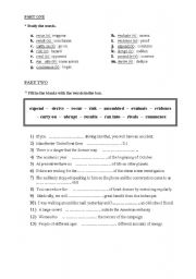 English Worksheet: Vocabulary handout