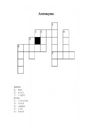 English worksheet: Antonym crossword puzzle