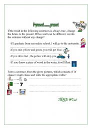 English worksheet: if + present................ present