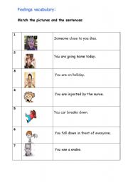 English Worksheet: feelings vocabulary