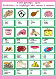 English Worksheet: Food groups - quiz