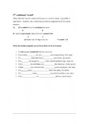 English Worksheet: Use of would as a 2nd conditional