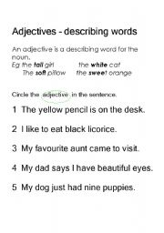 English worksheet: adjectives