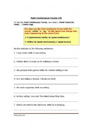 English worksheet: past continuous tense