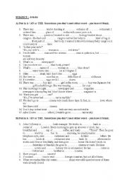 English Worksheet: articles