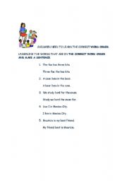 English worksheet: Word order for small children