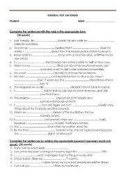 English Worksheet: Exercise on English Tenses - General