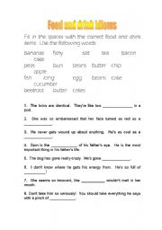 English worksheet: Food and drink idioms