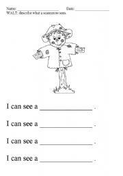English worksheet: What can the scarecrow see?