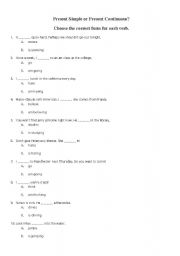 English Worksheet: Present simple or continuous?