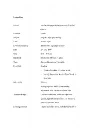 English worksheet: Sample reading lesson plan