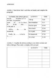 English Worksheet: fill in the blanks according to timetable