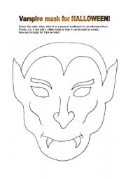 Vampire mask for Halloween - ESL worksheet by Sergio82