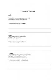 English Worksheet: Write a Sentence using the words