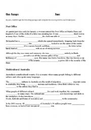 English worksheet: Cloze Passages - Upper Primary