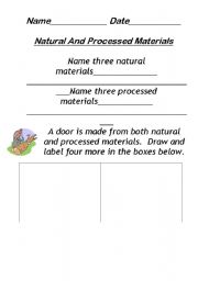 English Worksheet: Natural and Processed Materials