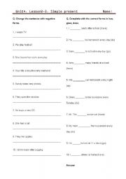 English worksheet: present: negatives and do/have/go