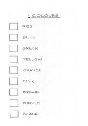 English Worksheet: colours